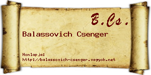 Balassovich Csenger névjegykártya